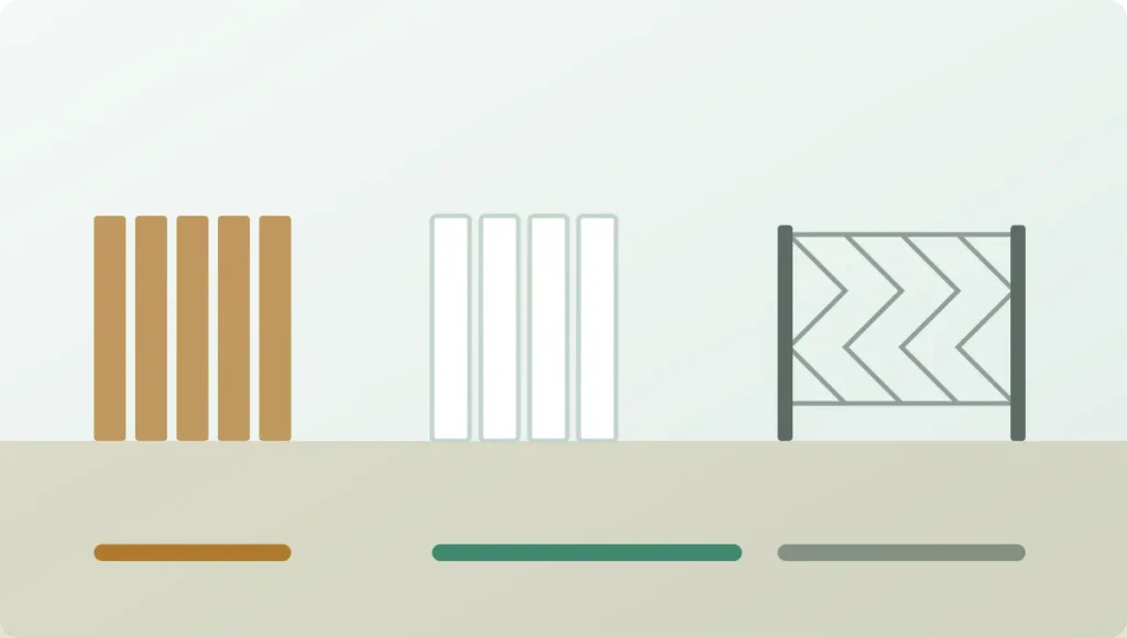Three fence types shown in profile with bars comparing their typical service life