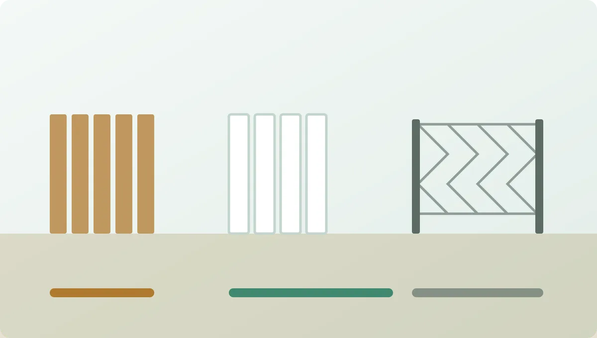 Three fence types shown in profile with bars comparing their typical service life